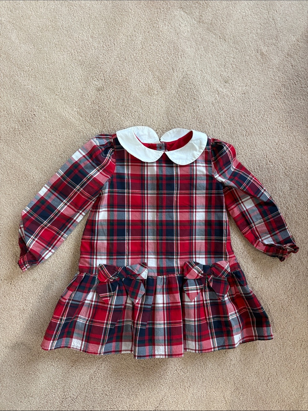Janie and Jack Red Plaid Dress with White Peter Pan Collar